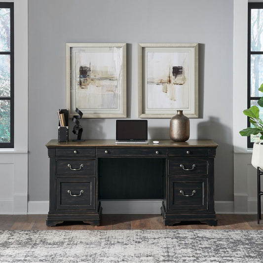 Meritage - Jr Executive Credenza - Black - Hornell Furniture Outlet