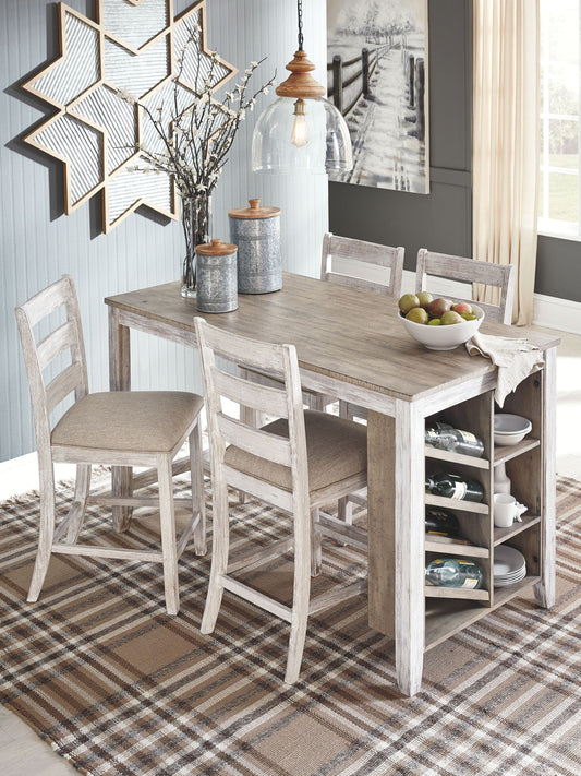 Skempton - White - Rectangular Counter Table With Storage - Hornell Furniture Outlet