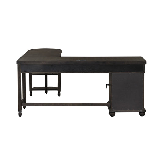 Harvest Home - L Shaped Desk Set With Hutch - Black - Hornell Furniture Outlet