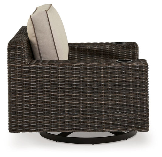 Coastline Bay - Brown - Swivel Lounge W/ Cushion - Hornell Furniture Outlet