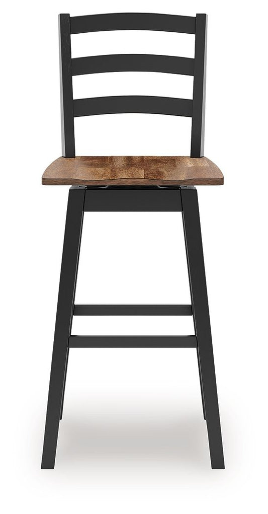 Wildenauer - Tall Swivel Barstool (Set of 2) - Brown / Black - Hornell Furniture Outlet
