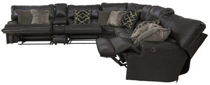 Como - 7 Piece Italian Leather Match Reclining Sectional - Hornell Furniture Outlet