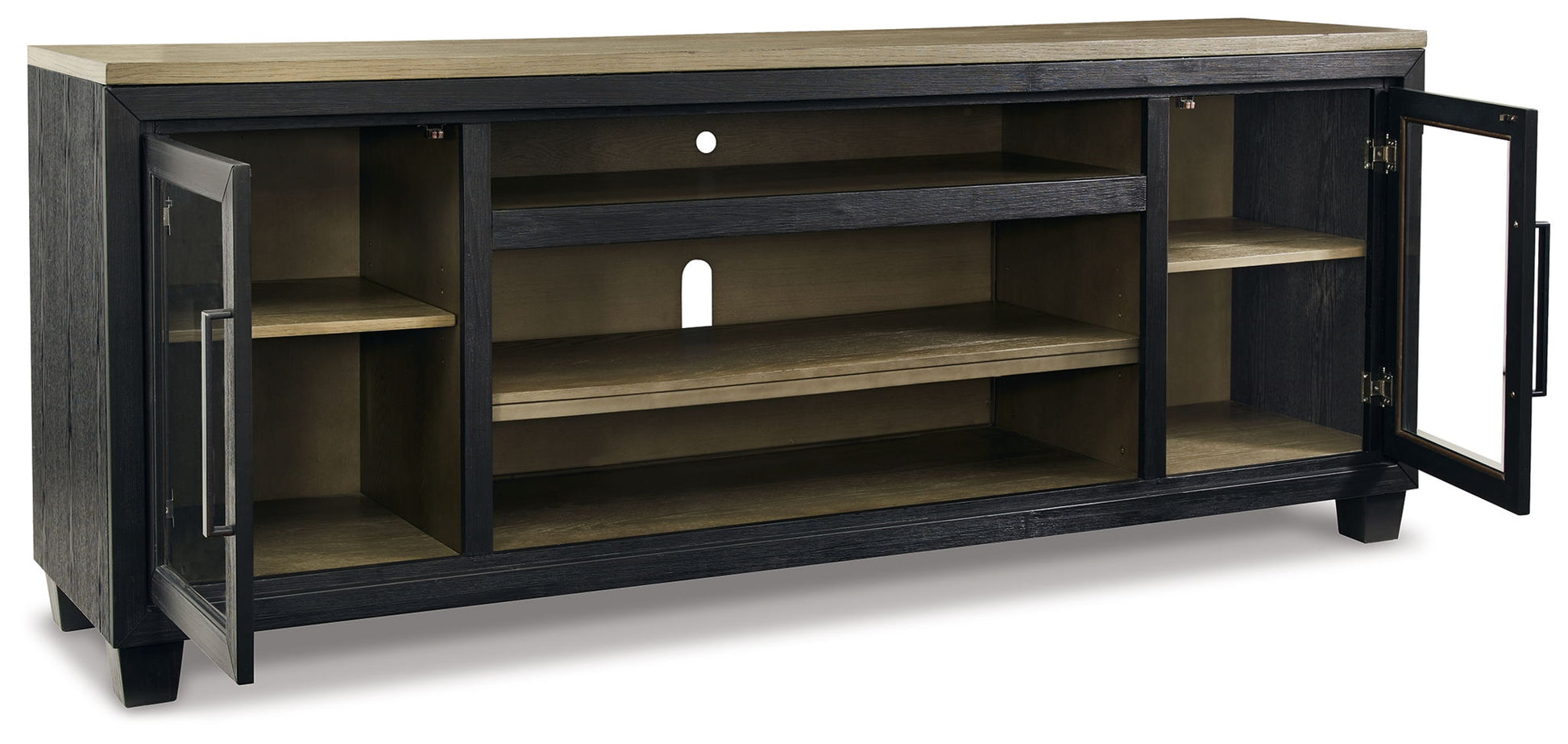 Foyland - Black / Brown - XL TV Stand w/Fireplace Option - Hornell Furniture Outlet