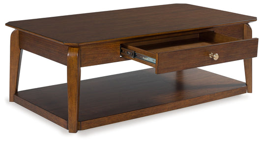 Trenmour - Medium Brown - Rectangular Cocktail Table - Hornell Furniture Outlet