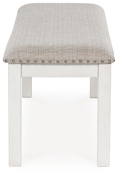 Robbinsdale - Antique White - Large Upholstered Dining Room Bench - Hornell Furniture Outlet