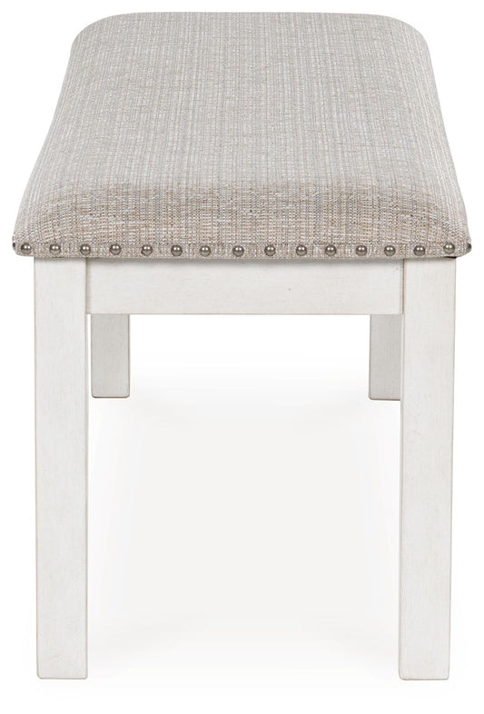 Robbinsdale - Antique White - Large Upholstered Dining Room Bench - Hornell Furniture Outlet