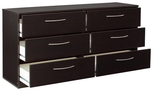 Finch - Black - Six Drawer Dresser - Hornell Furniture Outlet