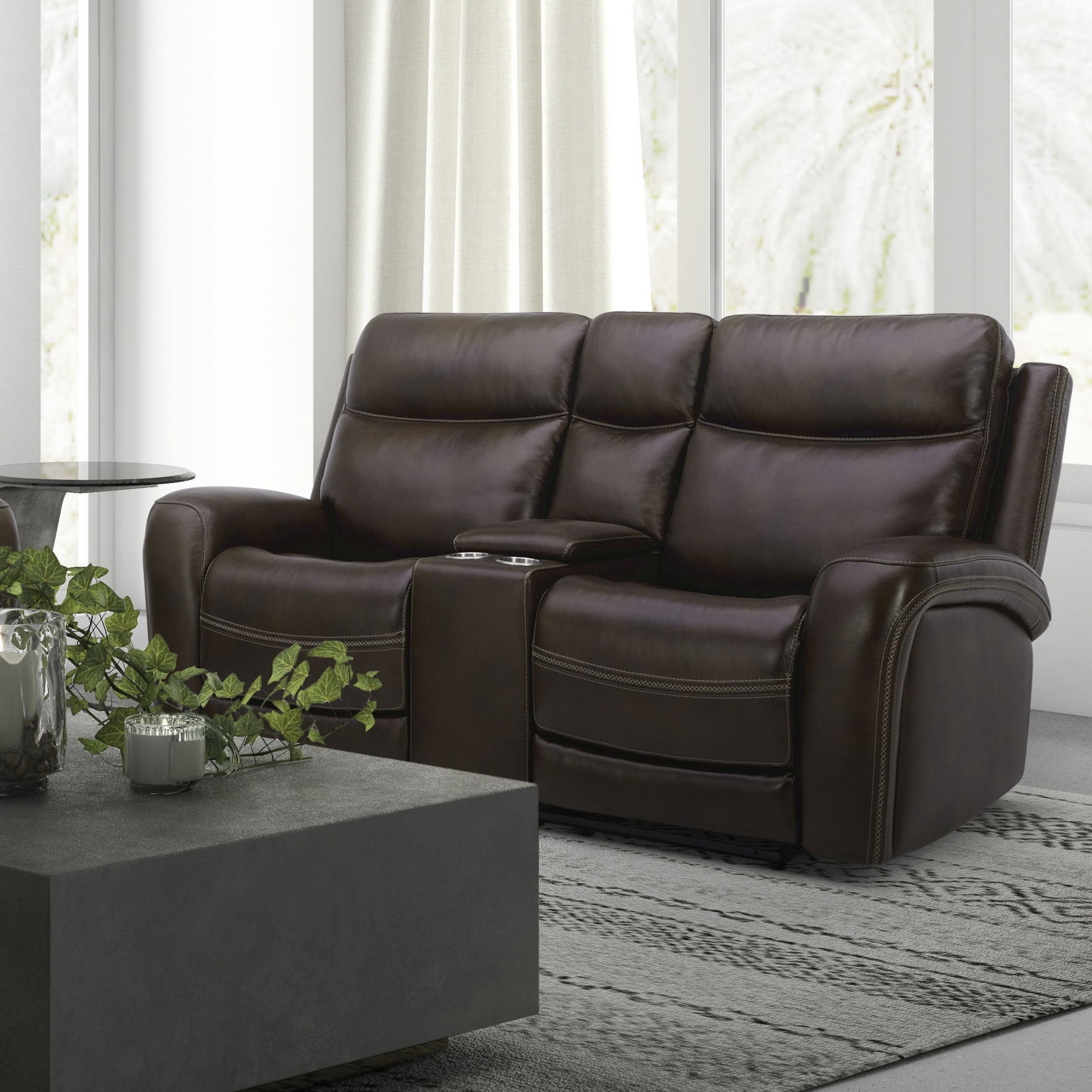 Blair - Loveseat With Console P2 & ZG - Cognac - Hornell Furniture Outlet