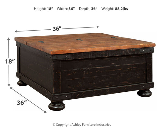 Valebeck - Black / Brown - Lift Top Cocktail Table - Hornell Furniture Outlet