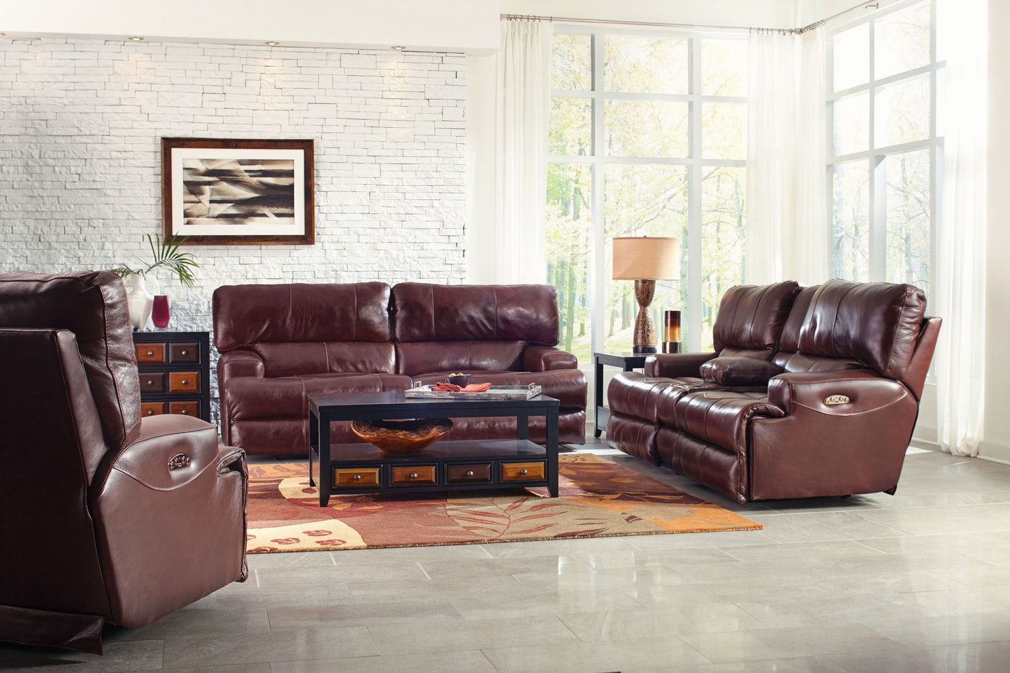 Wembley - Power Headrest With Lumbar Lay Flat Reclining Console Loveseat - Hornell Furniture Outlet