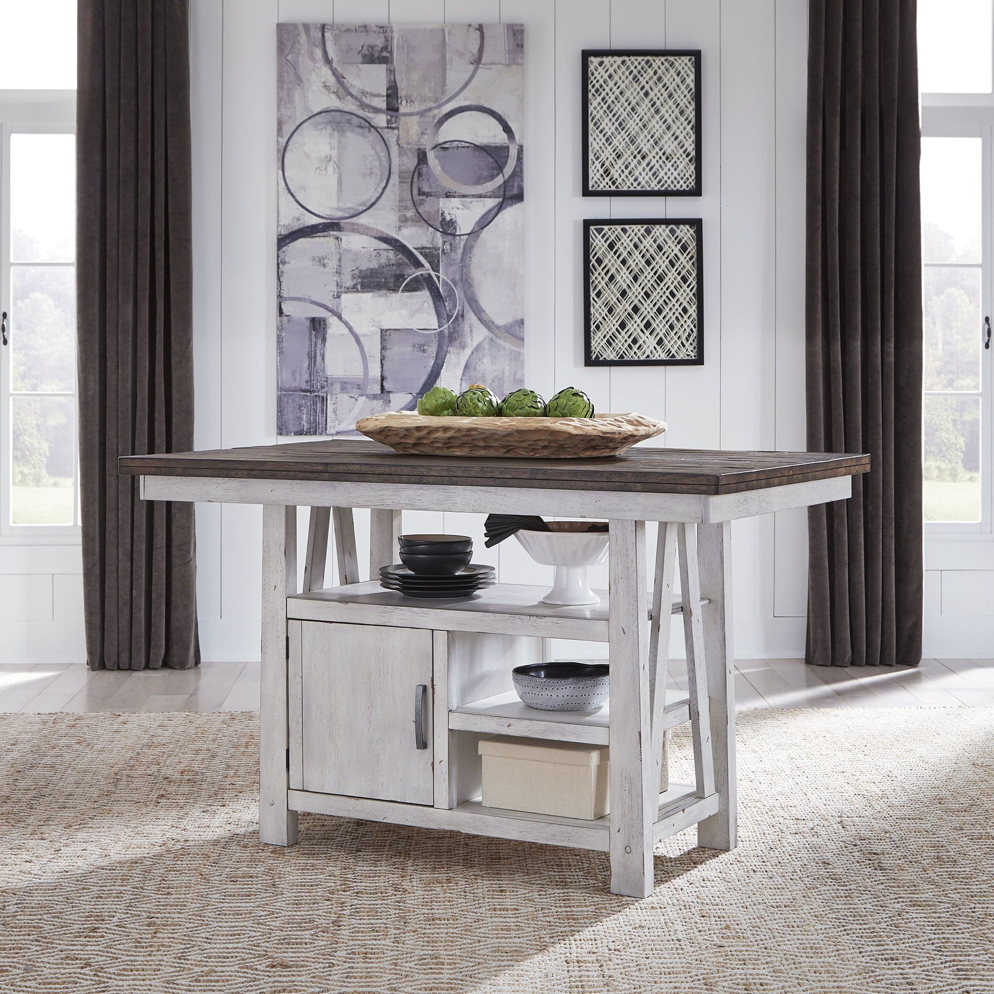 Farmhouse - 5 Piece Gathering Table Set - White - Hornell Furniture Outlet