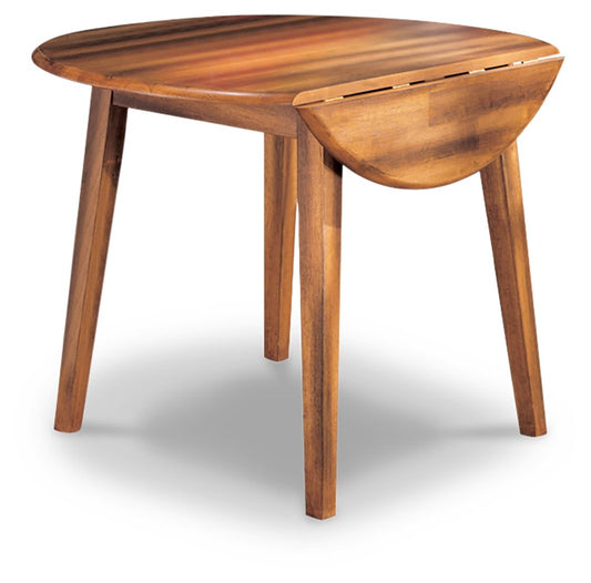 Berringer - Round DRM Drop Leaf Table - Rustic Brown - Hornell Furniture Outlet