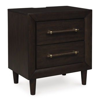 Mallenette - Merlot - Two Drawer Night Stand - Hornell Furniture Outlet