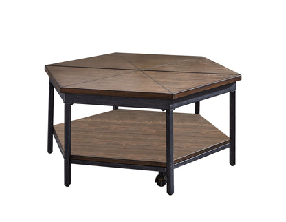 Ultimo - Hexagon Lift Top Cocktail Table - Brown - Hornell Furniture Outlet