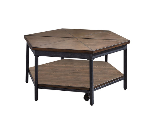 Ultimo - Hexagon Lift Top Cocktail Table - Brown - Hornell Furniture Outlet