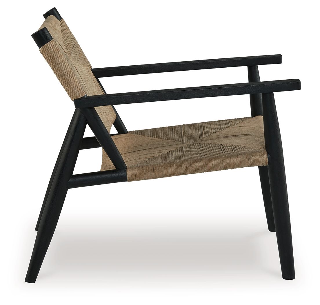 Halfmore - Black / Natural - Accent Chair - Hornell Furniture Outlet