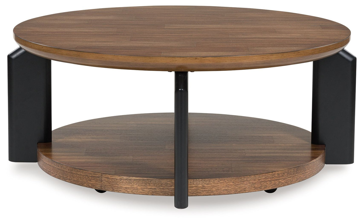 Kraeburn - Brown / Black - Round Cocktail Table - Hornell Furniture Outlet