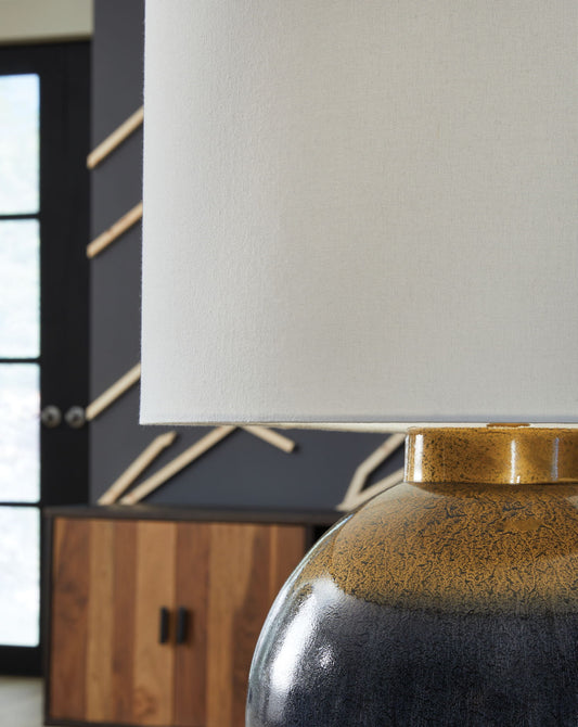 Adara - Blue / Gold Finish - Metal Table Lamp - Hornell Furniture Outlet