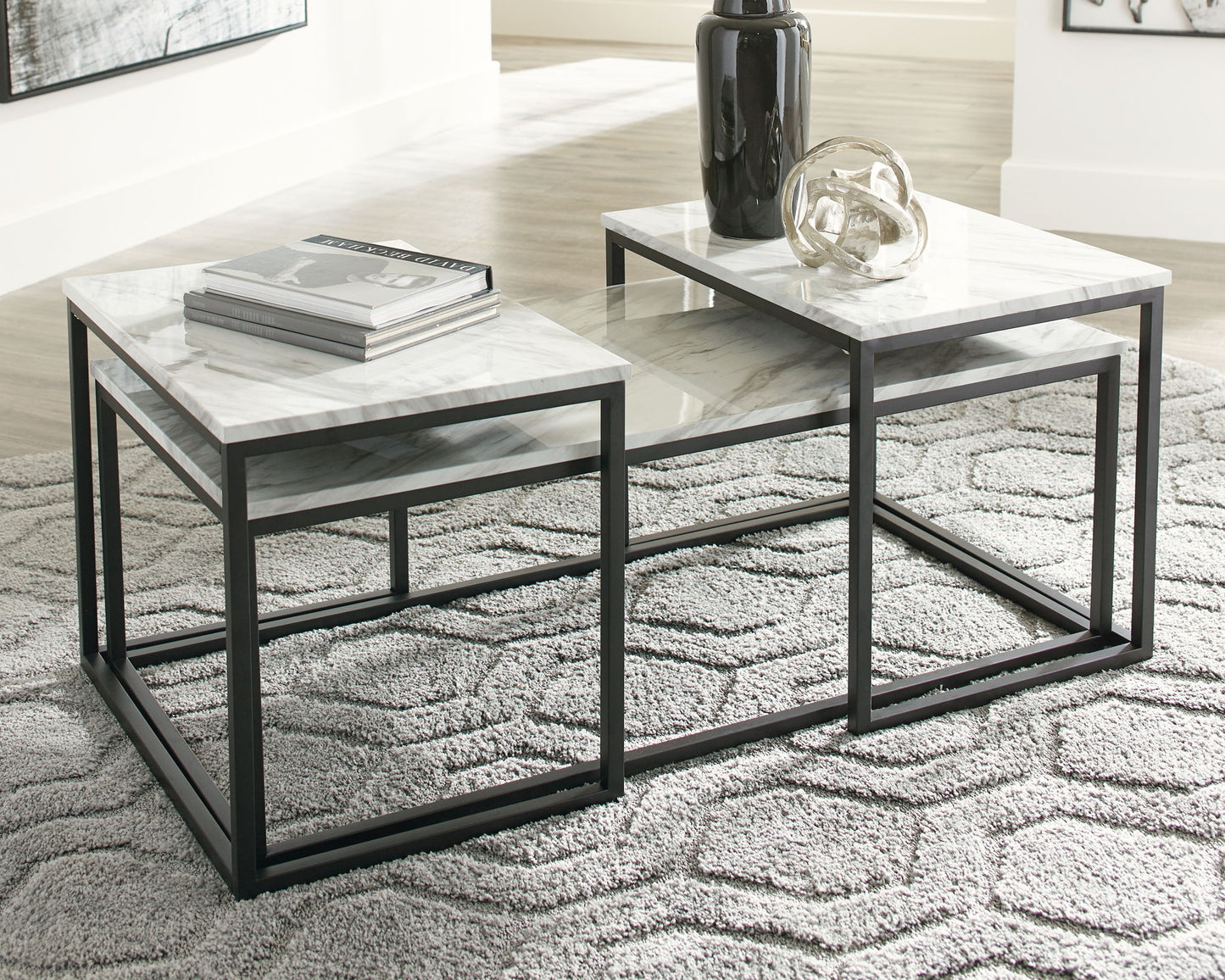 Donnesta - Occasional Table Set (Set of 3) - Gray / Black - Hornell Furniture Outlet
