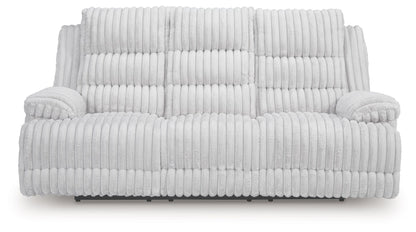 Rhines Falls - Alloy - Reclining Power Sofa With Drop Down Table - Hornell Furniture Outlet