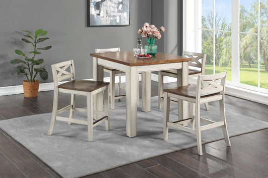Lindale - 5 Piece Counter Dining Set - White - Hornell Furniture Outlet