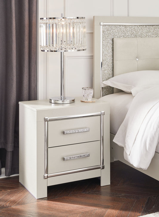 Zyniden - Silver - Two Drawer Night Stand - Hornell Furniture Outlet