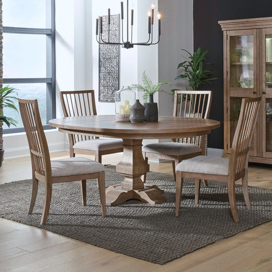 Haven Hills - 5 Piece Pedestal Table Set - Camel Beige - Hornell Furniture Outlet