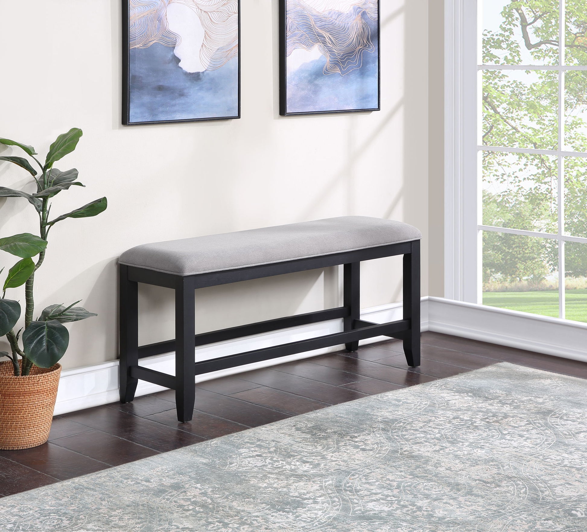 Yves - Counter Bench - Gray - Hornell Furniture Outlet