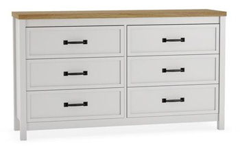 Kerisden - Six Drawer Dresser - White / Brown - Hornell Furniture Outlet