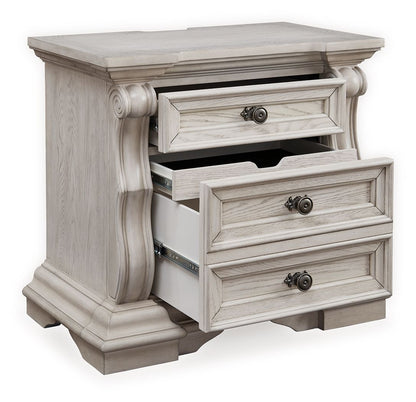 Bruchandi - Antique White - Three Drawer Night Stand - Hornell Furniture Outlet