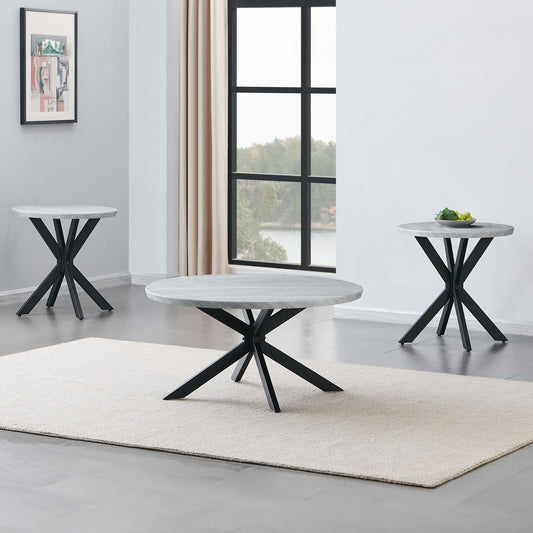 Keyla - 3 Piece Faux Marble Table Set - Gray - Hornell Furniture Outlet