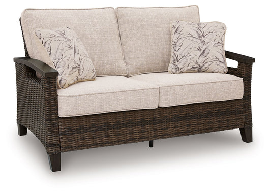 Monterey Point - Loveseat With Cushion - Dark Brown - Hornell Furniture Outlet