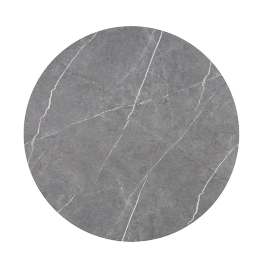 Amy - Round Faux - Marble Dining Table - Gray - Hornell Furniture Outlet