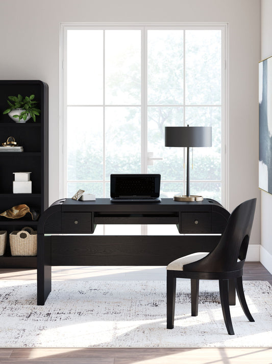 Rowanbeck - Black - Home Office Desk - Hornell Furniture Outlet