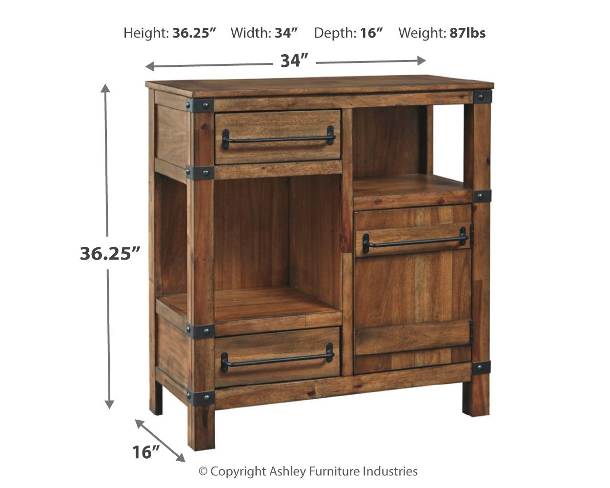 Roybeck - Light Brown / Bronze - Accent Cabinet - Hornell Furniture Outlet