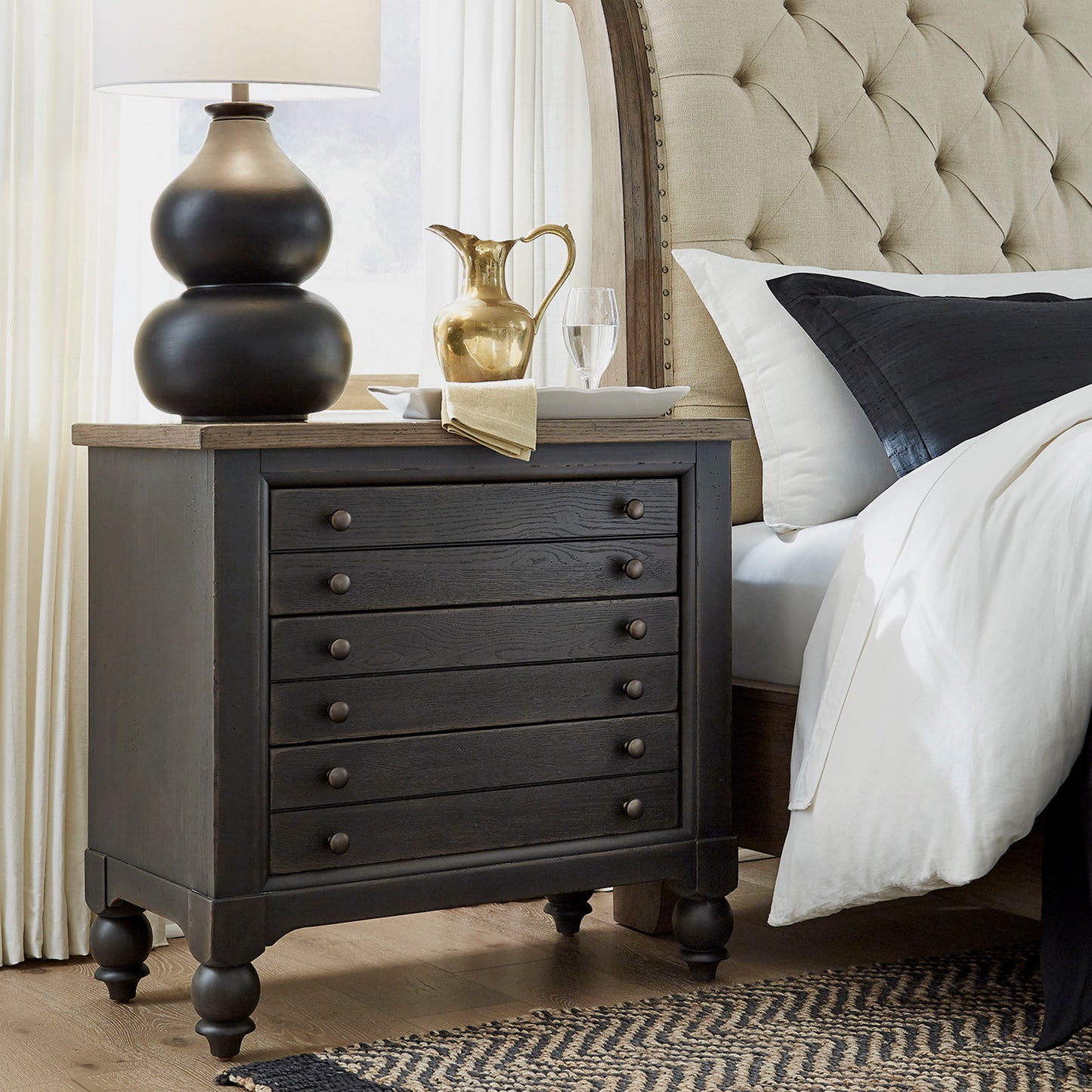 Americana Farmhouse - Bedside Chest With Charging Station - Hornell Furniture Outlet