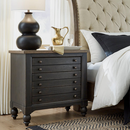 Americana Farmhouse - Bedside Chest With Charging Station - Hornell Furniture Outlet