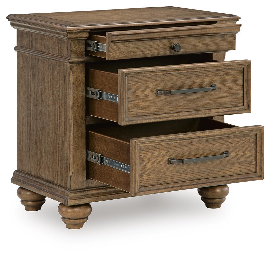 Karallin - Three Drawer Night Stand - Medium Brown - Hornell Furniture Outlet