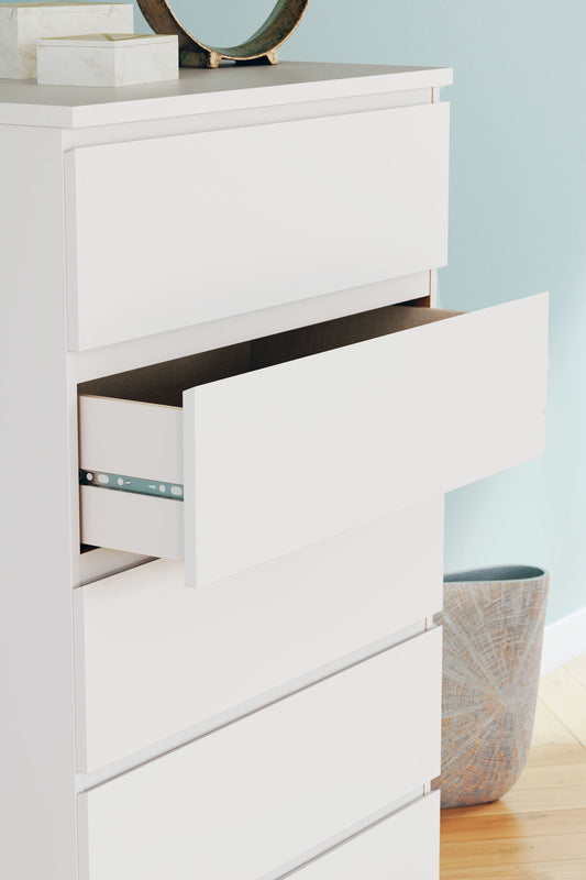 Onita - White - Five Drawer Chest - Hornell Furniture Outlet