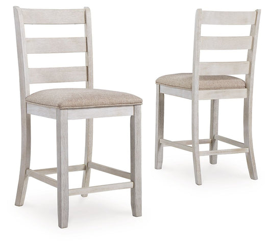 Skempton - White - Upholstered Barstool (Set of 2) - Hornell Furniture Outlet