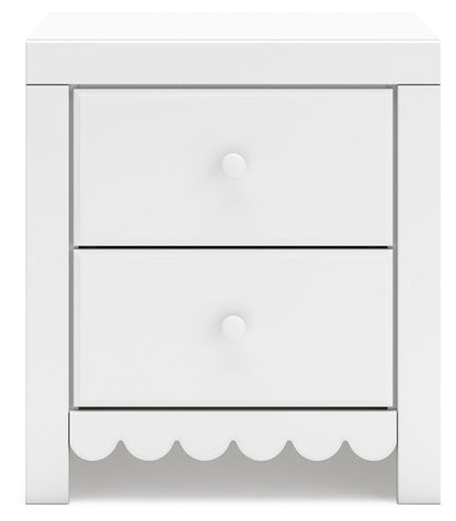Mollviney - White - Two Drawer Night Stand - Hornell Furniture Outlet