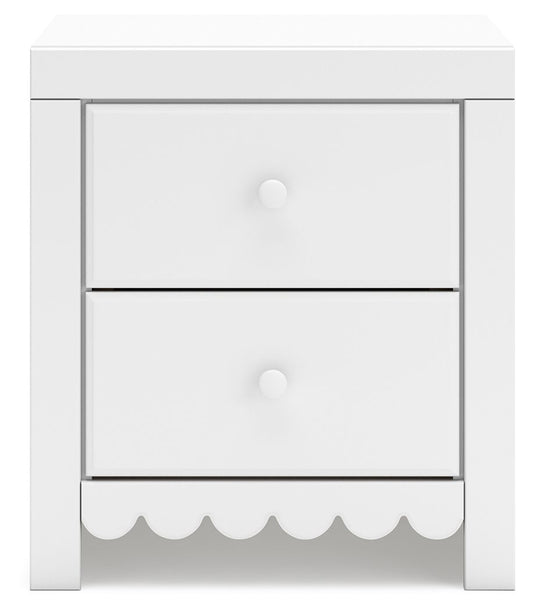 Mollviney - White - Two Drawer Night Stand - Hornell Furniture Outlet