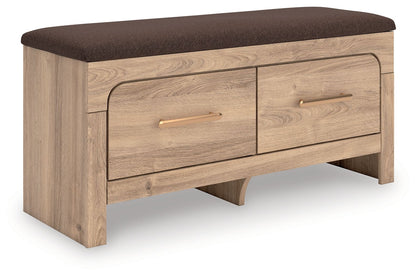 Kinlanni - Bedroom Upholstered Storage Bench - Tan / Brown - Hornell Furniture Outlet