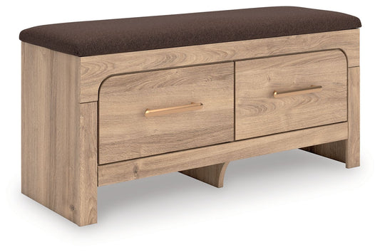 Kinlanni - Bedroom Upholstered Storage Bench - Tan / Brown - Hornell Furniture Outlet