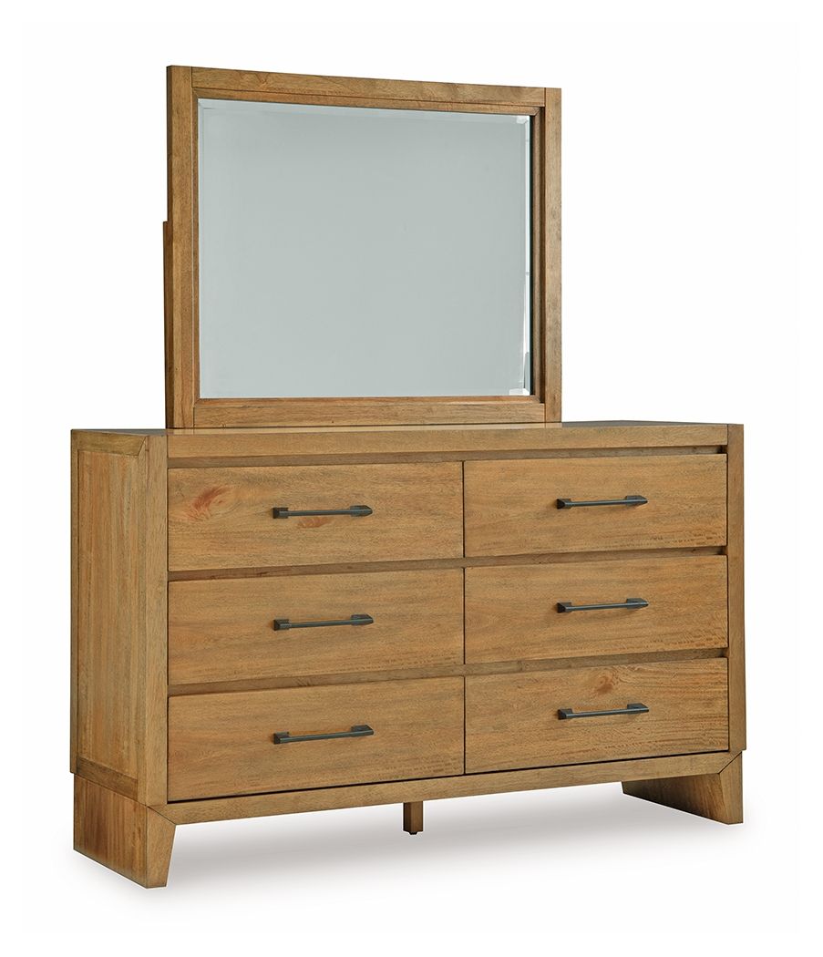 Sherbana - Dresser And Mirror - Light Brown - Hornell Furniture Outlet
