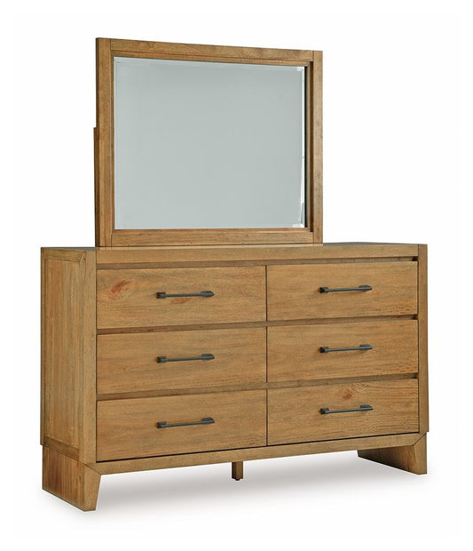 Sherbana - Dresser And Mirror - Light Brown - Hornell Furniture Outlet