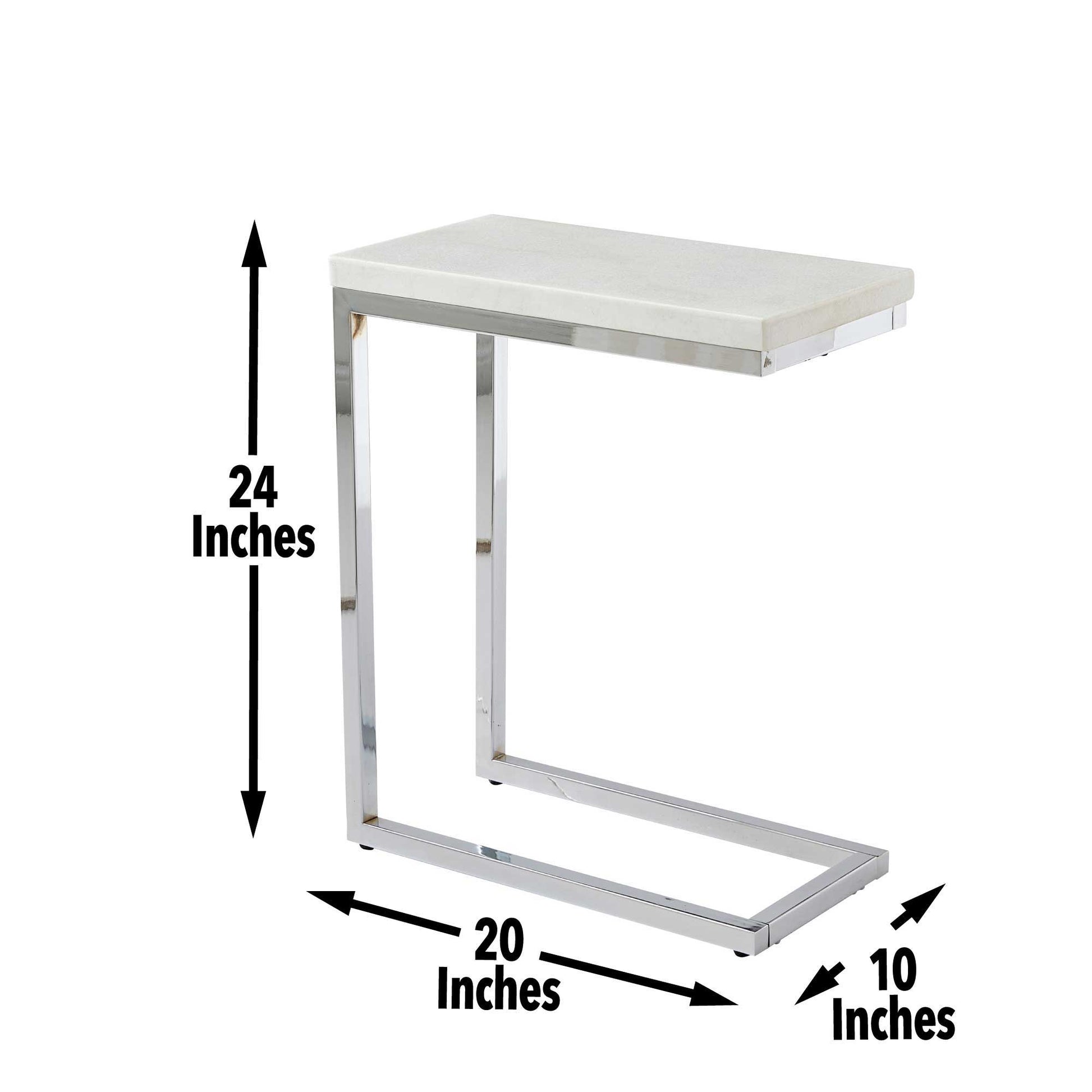 Echo - White Marble Top Chairside Table - White - Hornell Furniture Outlet