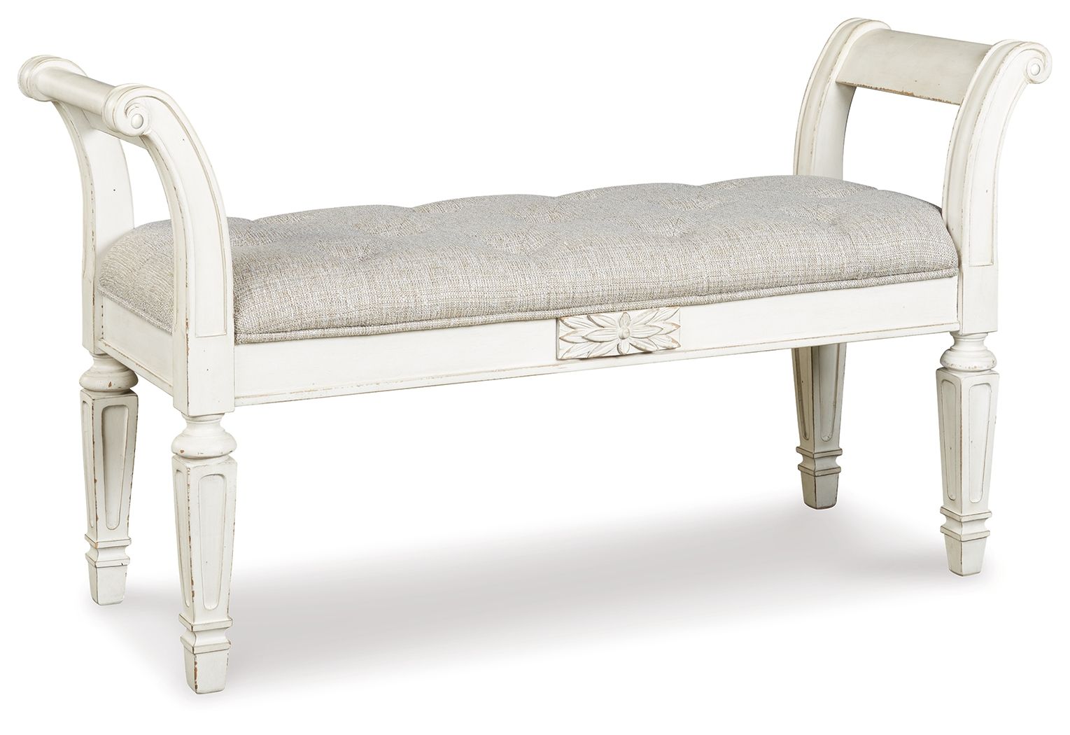 Realyn - Antique White - Accent Bench - Hornell Furniture Outlet