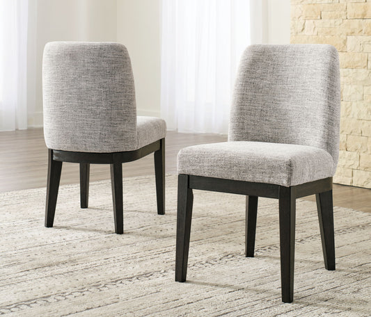 Burkhaus - Dining UPH Side Chair (Set of 2) - Beige / Dark Brown - Hornell Furniture Outlet