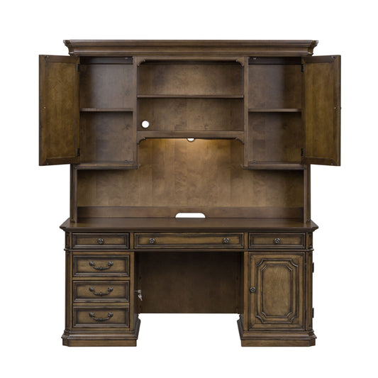 Amelia - Jr Executive Credenza Set - Dark Brown - Hornell Furniture Outlet